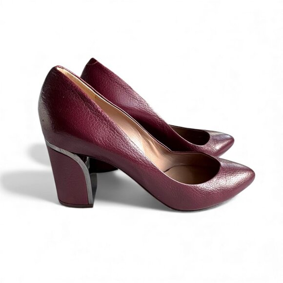 Chloé Beckie Block Heel Pumps – Burgundy Leather, Size 39 - Picture 6 of 9